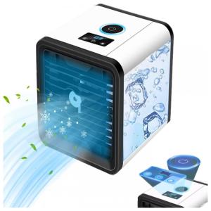 Climatizador Portátil 380mL com 3 Velocidades e USB, 110v, UPWSMA Portable Air Conditioner with Humidifier, Branco