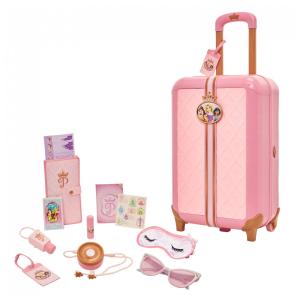 Mala de Viagem de Brinquedo com Etiqueta de Bagagem e 17 Acessórios, Disney Princesas, Rosa