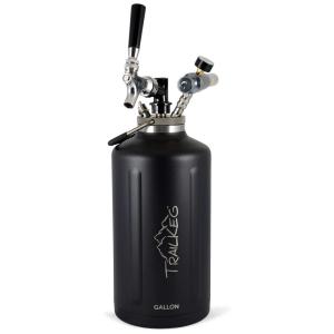 TrailKeg Chopeira Portátil 5L com Torneira e Regulador de CO2, Aço Inoxidável, Preta