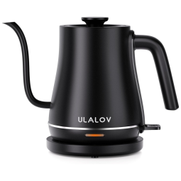 Chaleira Elétrica Ulalov 1 Litro: Aquecimento Rápido em Aço Inox, Desligamento Automático, Bico de Ganso para Café e Chá