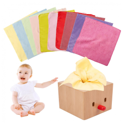 Brinquedo Montessori Caixa Sensorial com Tecido para Bebês d 6 a 12 Meses, Adena Montessori