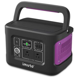 imuto Gerador de Energia Solar Portátil 600W, 622Wh com 2 Tomadas AC, 1 USB, 100W, 2 Portas CPAP, Preto