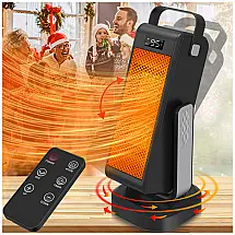 Aquecedor Elétrico Portátil Oscilante com 4 Modos e Termostato, 1500W 110V, okoium, Preto