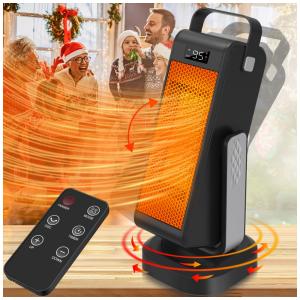 Aquecedor Elétrico Portátil Oscilante com 4 Modos e Termostato, 1500W 110V, okoium, Preto