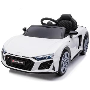 Carro Elétrico Infantil Audi R8 a Bateria 12V 1 Assento com 3 Velocidades e MP3 USB FM e Luzes de LED, SOPBOST, Branco