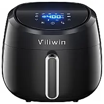 VILIWIN Fritadeira Elétrica AirFryer 4L de Capacidade com Painel de Controle Digital e Antiaderente, 110V, 1500W, Preta
