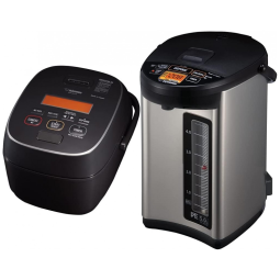 Kit Panela de Arroz Elétrica 5,5 Xícaras NW JEC10BA e Chaleira Elétrica 5 Litros JAC50XB, 110V, Zojirushi, Preta