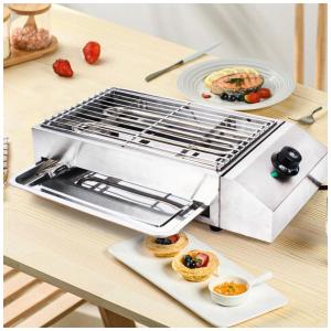 Churrasqueira Grill Elétrica até 6 Porções em Aço Inoxidável, 110V 1800W, YIYIBYUS, Prata