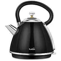 Chaleira Elétrica 1.7L com Proteção de Fervura e Aço Inoxidável, 1500W, 110v, YUNLEEN, Preto