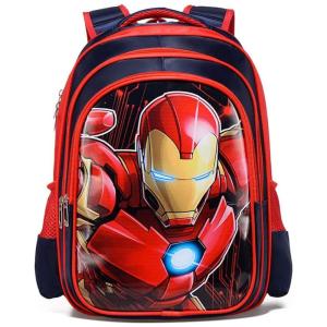 Mochila Escolar Infantil 42cm Xicks Homem de Ferro para Crianças, Vermelho