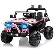 Carro Elétrico Infantil Tinkeal a Bateria 12V 2 Assentos com 3 Velocidades e Porta USB e AUX Rosa