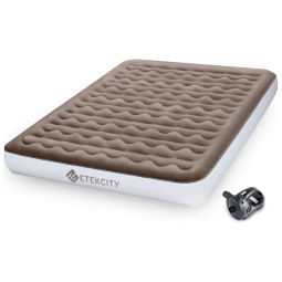 Colchão Inflável de Casal com Bomba de Ar Recarregável Incluída, ETEKCITY EAM DQ2, Marrom