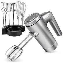 Batedeira de Mão com 9 Velocidades e Acessórios de Aço Inox, 400W, 110v, PHIXILIN, Prateado