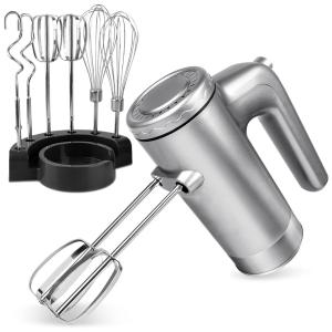 Batedeira de Mão com 9 Velocidades e Acessórios de Aço Inox, 400W, 110v, PHIXILIN, Prateado