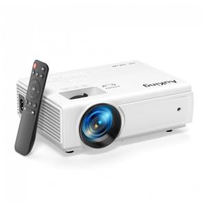 Mini Projetor Full HD 1080P com Entrada HDMI, VGA, USB, AV, Notebook e Smartphone, 110v, AUKING M8 F, Branco