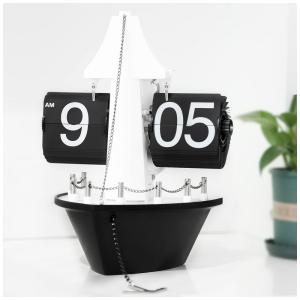 Relógio de Mesa Flip Retro de Movimento Mecânico, Navio, Wkevnu, Preto