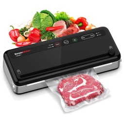 Seladora a Vácuo Automática para Alimentos Secos e Úmidos, Aço Inoxidável, 110v, BONSENKITCHEN, Preto