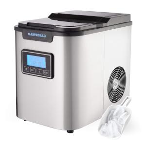 Máquina de Gelo, Portátil, 12kg, Diâmetro, 9 Cubos, 10 min,Tela LED, 110v, GASTRORAG, Prateado