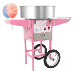 Máquina de Algodão Doce Elétrica Profissional em Aço Inoxidável e Designer de Carrinho, 110V, Funtime FT1000CCK P, Rosa