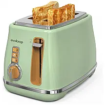 Torradeira Elétrica 2 Fatias com 6 Níveis de Tostagem em Aço Inoxidável, 110V 900W, Evoloop Retrô, Verde