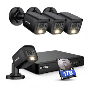 Sistema de Segurança com Fio, Detecção de Movimento 8CH H.265 3K Lite, 4 Câmeras, ANNKE, Preto