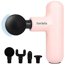 Massageador Pistola Elétrico Profissional Sem Fio 4 Acessórios, KOMBELLA, Rosa