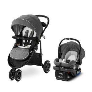 Carrinho de Viagem Graco Modes 3 Lite Platinum com Assento Reversível, Dobrável com Uma Mão e Cadeirinha de Carro para Bebê SnugRide