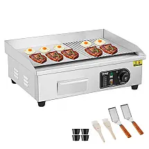 Chapa Elétrica Comercial VEVOR 1600W Superfície Antiaderente 54x30cm 6 Níveis de Temperatura 110V
