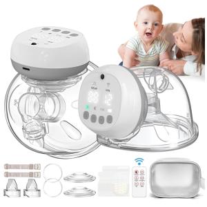 Bomba Tira Leite Elétrica com 12 Níveis, 3 Modos, Controle Remoto e Tela LCD, 2Un, Totmizby, Branca