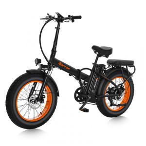 Bicicleta Elétrica Dobrável Narrak S129 Laranja StepOver, Motor Traseiro 750W (Pico 1100W), Bateria 48V 13Ah (624Wh), Pneus Largos 20"x4"