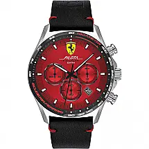 Relógio de Pulso Scuderia Ferrari Cronógrafo Motor de 3 Ponteiros Pulseira de Couro