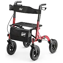 Andador para Idosos e Adultos com Rodas Grande de PU, até 136 Quilos, Zler, Vermelho