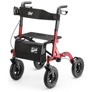Andador para Idosos e Adultos com Rodas Grande de PU, até 136 Quilos, Zler, Vermelho
