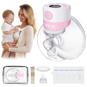 Bomba Tira Leite Única Elétrica Recarregável com Painel Digital 2 Modos e 9 Níveis de Sucção, TSRETE, Rosa