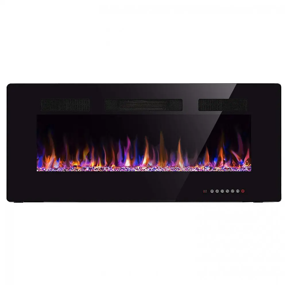 Lareira Elétrica Xbeauty 107x46cm 1500W Chamas LED 12 Cores Embutir 110V