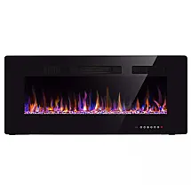 Lareira Elétrica Xbeauty 107x46cm 1500W Chamas LED 12 Cores Embutir 110V