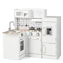 Cozinha de Brinquedo 8 em 1 Realista em Madeira para Crianças de 3 a 8 Anos, Costzon, Branca