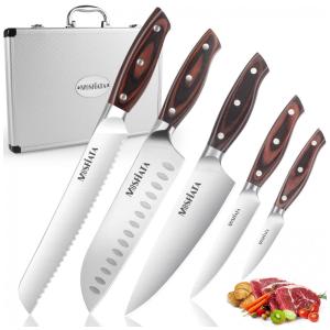 Conjunto de Facas em Aço Inoxidável, 5 Peças, MOSFIATA, Marrom