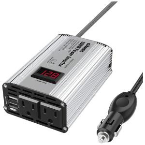 Inversor de Potência 300W DC 12V para AC 2 Tomadas AC e 2 Portas USB, 110v, GIANDEL PM 300A, Branco