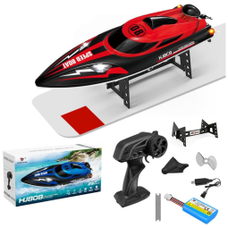 Barco de Controle Remoto para Adultos com Velocidade Máxima de 32 km/h e Alcance de 152 Metros, AIIONP HJ808, Vermelho e Preto