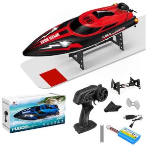 Barco de Controle Remoto para Adultos com Velocidade Máxima de 32 km/h e Alcance de 152 Metros, AIIONP HJ808, Vermelho e Preto