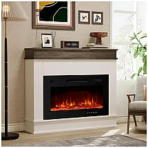 Lareira Elétrica ERGOSOFT 123x84cm 1500W Chamas 3D LED Móvel TV Branco 110V