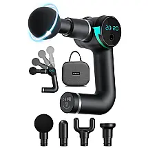 Massageador Pistola Elétrico Profissional Sem Fio 6 Acessórios e 25 Velocidades, PEADEA, Preto