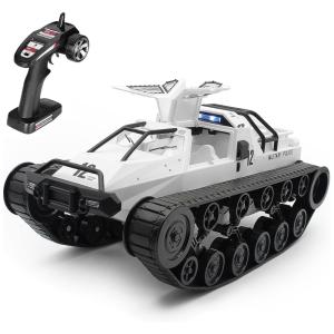 Ruko RC Carrinho de Controle Remoto Tanque de Guerra Militar, Giratória 360, Recarregável, DOLLOX, Branco