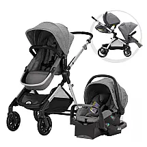 Carrinho de Bebê com Cadeira para Carro SafeMax Evenflo Pivot Xpand, Cinza
