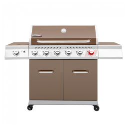 Churrasqueira a Gás 74.000 BTU com 6 Queimadores, 2 Portas e 1 Queimador Lateral em Aço Inoxidável, ROYAL GOURMET GA6402C, Marrom