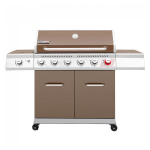 Churrasqueira a Gás 74.000 BTU com 6 Queimadores, 2 Portas e 1 Queimador Lateral em Aço Inoxidável, ROYAL GOURMET GA6402C, Marrom