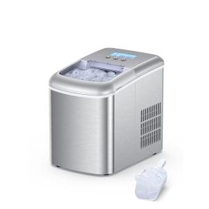 Máquina de Gelo Automática Portátil até 10kg, 24H, 110v, LEUWD, Prateado
