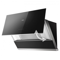 Coifa de embutir ou parede 76cm Robam preta aço inox vidro temperado motor brushless 850 CFM 3 velocidades 110V