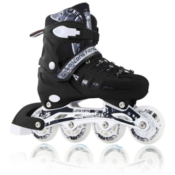 Patins Regulável e Ajustável para Crianças e Adolescentes, Tam BR 33 a 36, Long Feng, Preto